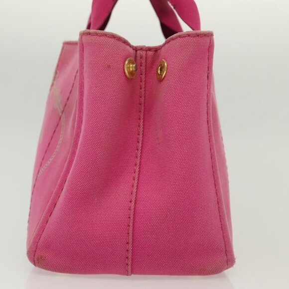 PRADA Canapa PM Hand Bag Canvas Pink Gold Auth bs28699 - Picture 4 of 16